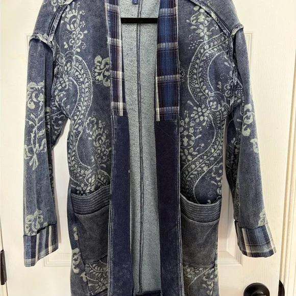 Pilcro Anthropologie Quilted Kimono Jacket Open Cardigan Xxs/xs Women’s Navy - Picture 6 of 6